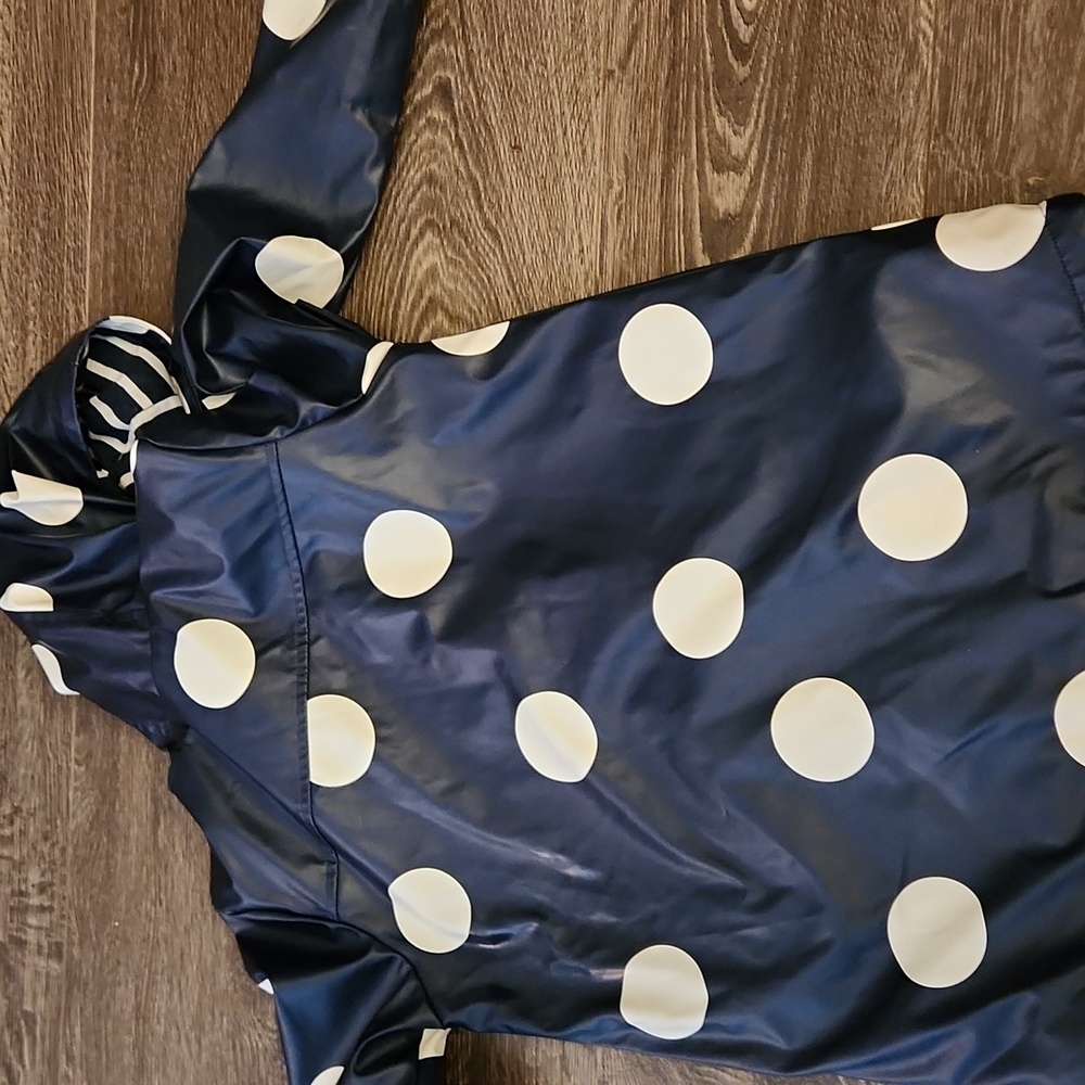 Joe Fresh Blue and White Polka Dot Raincoat - KIDS Large 10/12 JACKET - Picture 8 of 14